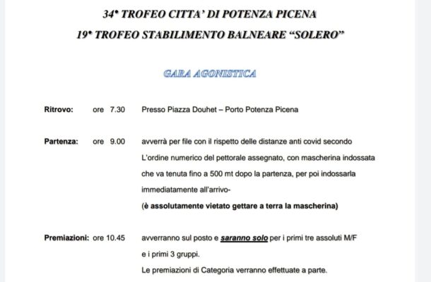 PROSSIMA GARA: Domenica 27 giugno Porto Potenza Picena